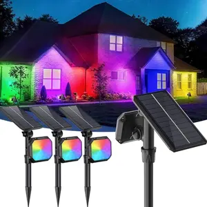 【Highest Quality】MOBECK Solar Spot Lights Outdoor, Colored Solar Outdoor Lights Waterproof Christmas Solar Powered Spotlight Landscape Lighting for Outside House Garden Yard Tree Pool Decorative, 4 Pack