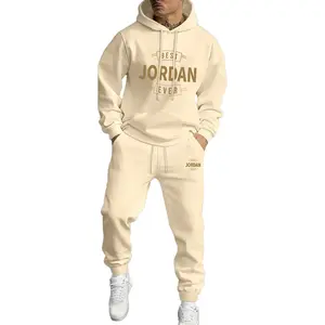 Fashion-Forward Men's Hoodie and Jogger Ensemble Featuring Oversized Chest Graphics and Matching Leg Details for a Complete Athletic Look