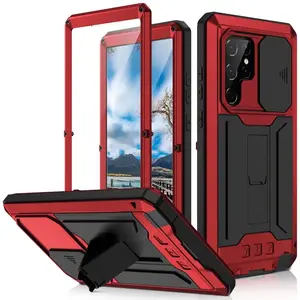 Military Grade Full-Body Rugged for Samsung Galaxy S24 S23 S22 Ultra Plus Case Built-in Kickstand Slide Camera Protective Cover