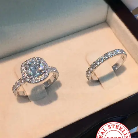 S925 Sterling Silver Ring, Gifts for Girlfriend, Engagement Ring for Women, Pave Engagement Ring, Engagement Ring Set, All-match Jewelry for Birthday Gift, Valentine's Day, Fashion Engagement Rings, Elegant Fashion Rings, Beautiful Rings