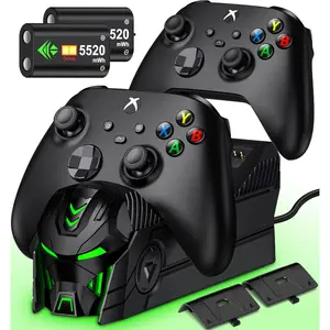 Xbox Charger Station with 2x5520mWh Rechargeable Battery for Xbox One/Series X/S Controllers, Charging Dock with 4 Covers