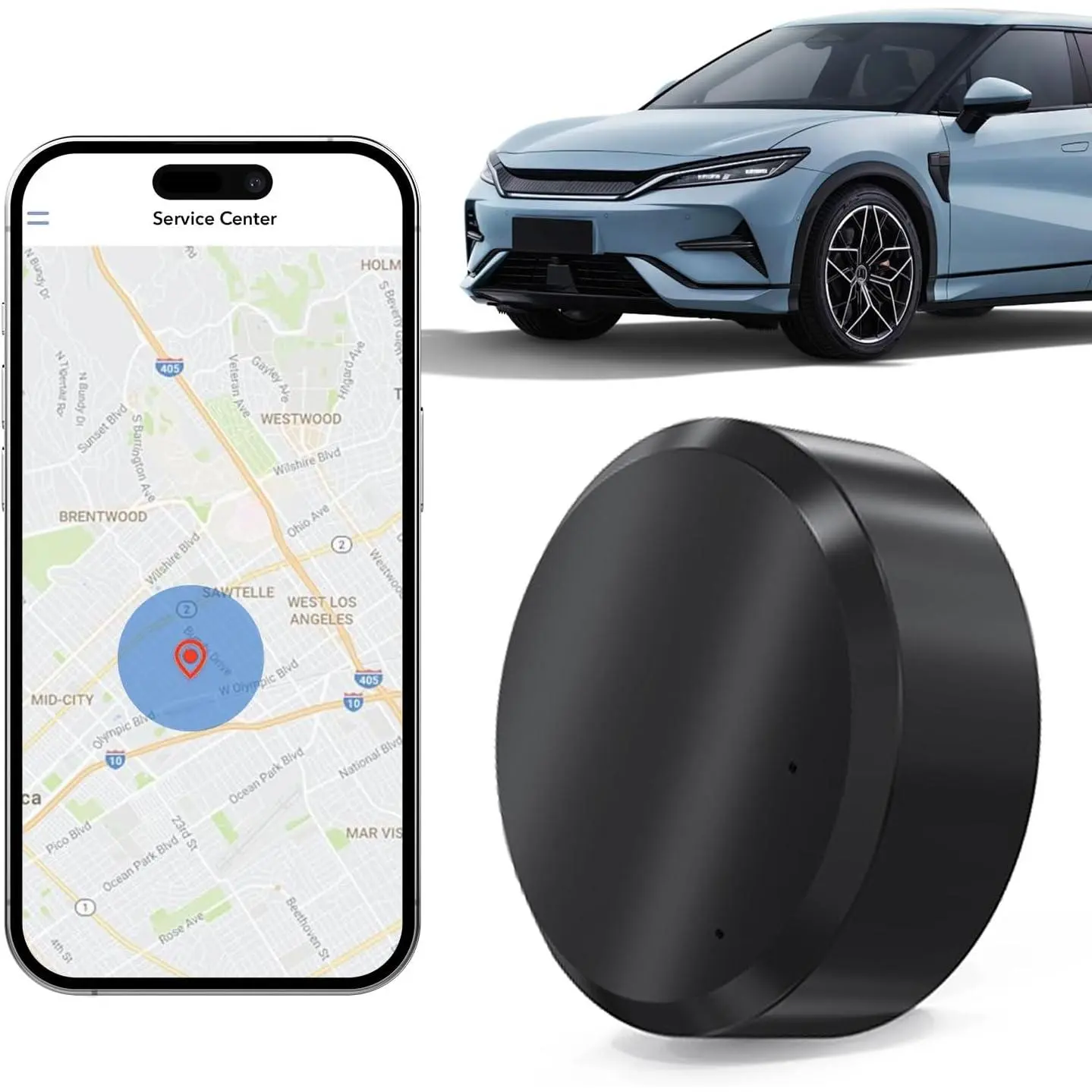 Portable Metal Mini GPS Tracker - No-Subscription Magnetic Hidden Device with Safety Monitoring, Real-Time Tracking, App Sync, Motion Detection, Long-Lasting Battery for Kids, Elderly Family Members, Cars