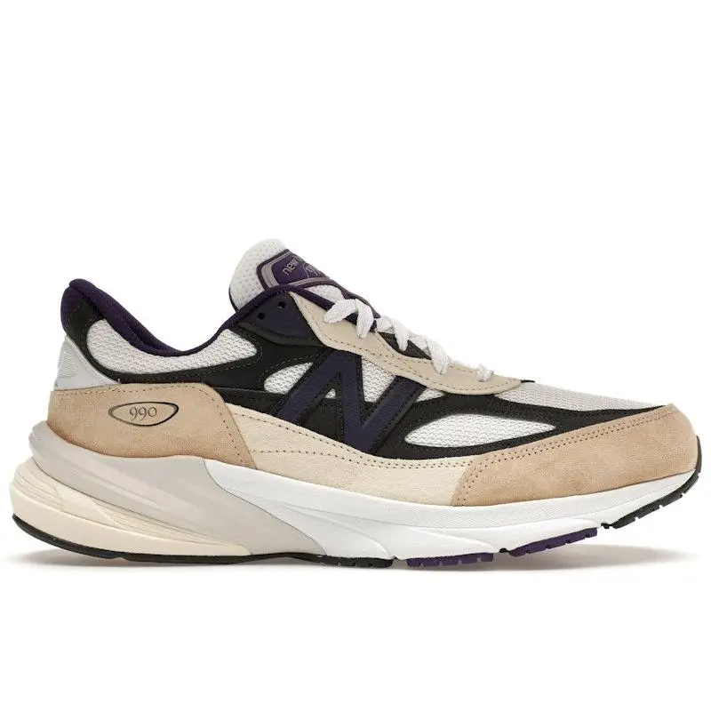 New Balance Men's 990v6 MiUSA Teddy Santis White Black Plum, from StockX