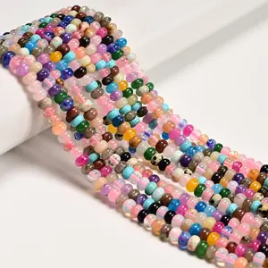 Mixed Gemstone Smooth Rondelle Beads Size 4x6mm 15.5'' Strand Diy Beading Diy Jewelry Making