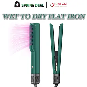 【SPRING DEAL】INGLAM Hair Straightener 2-in-1 Wet & Dry Hair Dryer & Straightener for All Hair Type Air Blowdryer Comfort Professional High-speed Airflow Straightener Dryer Hair Styling Tool Gift Flat Iron Christmas Gifts