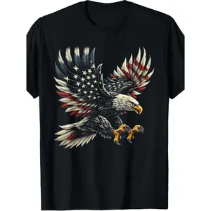 Majestic American Bald Eagle Graphic T-Shirt - Patriotic Featuring a Soaring Eagle Resembling the US Flag - Available in Plus Sizes for Comfort and Style, Perfect for Independence Day, Memorial Day, or Casual  graphic tee 90s graphic tees