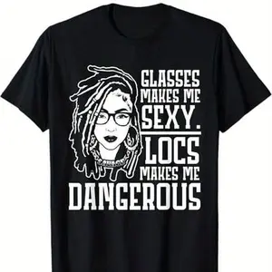 100% Cotton Locs make me Dangerous Afro Hair Black American African Girl T-Shirt rock merch
