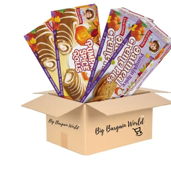Little Debbie Fall Bundle Pack Box 2 Oatmeal Creme Pumking & 2 Pumking Rolls with Pumpkin Spice Flavor Perfect for Snacks Treats or Fall Gatherings