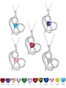 "Eternal Love" Heart-Shaped Birthstone Necklace — 12 Birthstones Available, Adjustable Chain Length | A Perfect Gift for Her: Mom, Girlfriend, Wife, or Best Friend! Ideal for Valentine's Day, Anniversaries, Birthdays, and Mother's Day. Exquisite Jewelry.