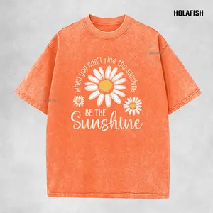 Holafish Casual Cotton Unisex T-shirt, Heavyweight Cotton Tee, Acid Washed Vintage Basic Tee Shirt, Womens Tops, Trendy Graphic Unisex