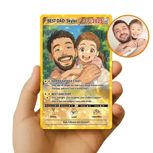 Father's Day Gift For Dad, Custom Poke Anime Dad Card, Personalized Photo Anime Card, Gamer Dad Gifts From Kids, Gift For Husband Boyfriend or Loved Ones, Art Card