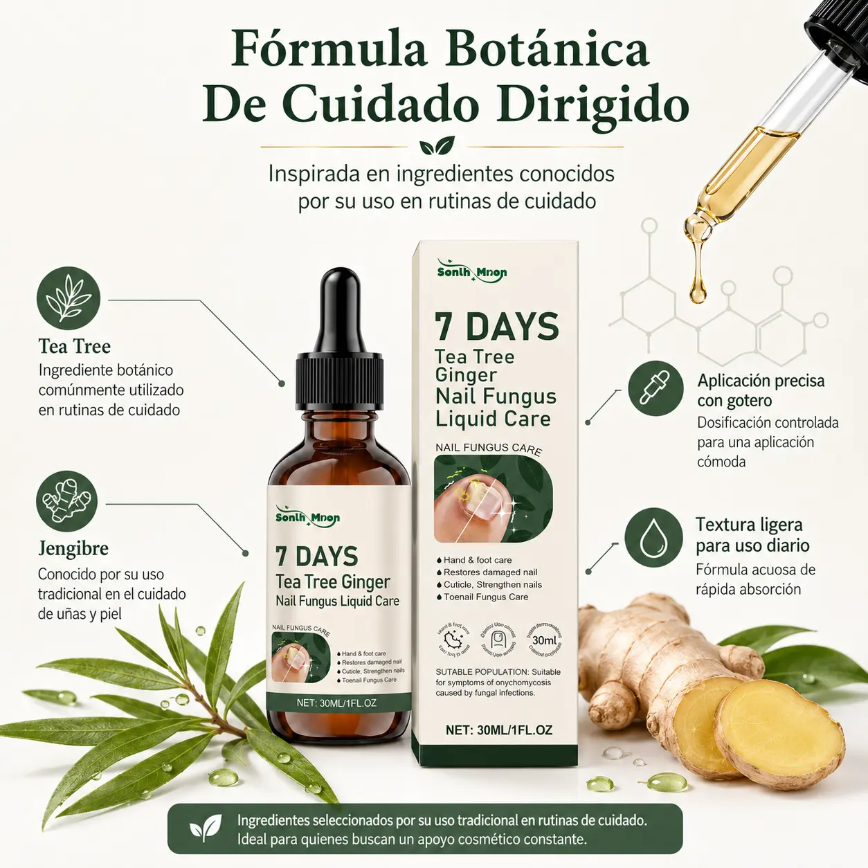 7-Day Tea Tree Oil & Ginger Toenail Fungus Treatment, 30 ml, Buy One, Get One Free. The triple-action formula moisturizes and strengthens toenails.