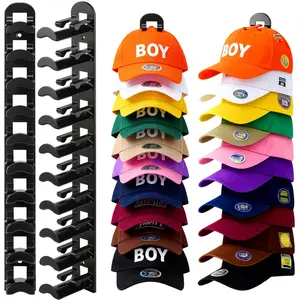 2 Pack Hat Hook For Baseball Caps Wall-Mounted Hat Organizer with Strong Adhesive or Nail Two Installation Methods Holds Up to 20 Caps Hat storage Suitable for Closet Doors Bedrooms Black and White Hat hanger for Men Space-saving  Cap Rack Decoration