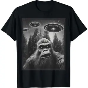 Humorous Bigfoot Alien Graphic T Shirt for Men and Women Perfect for Casual Wear