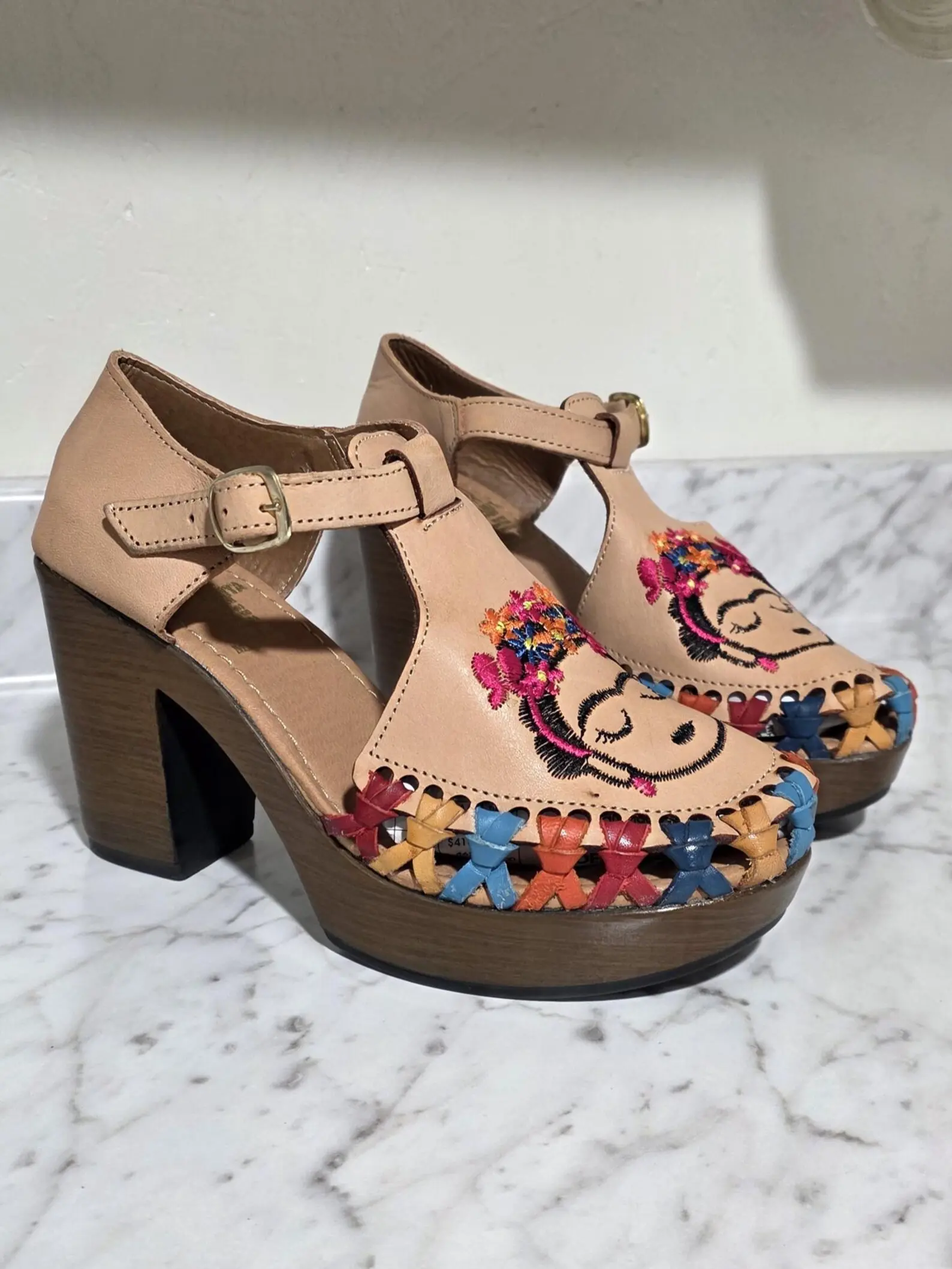 Frida Kahlo Mexican wedges//High heel//Mexican huarache//Mexican wedge sandal//Mexican heels//Huarache mexicano//Mexican sandal//Block heels