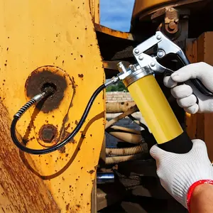 Grease Gun Kit with Embedded Nozzle, 6000-7000 Psi Leakproof Handheld Lubricator, 2 Extended Stiff Tubes, Industrial Use