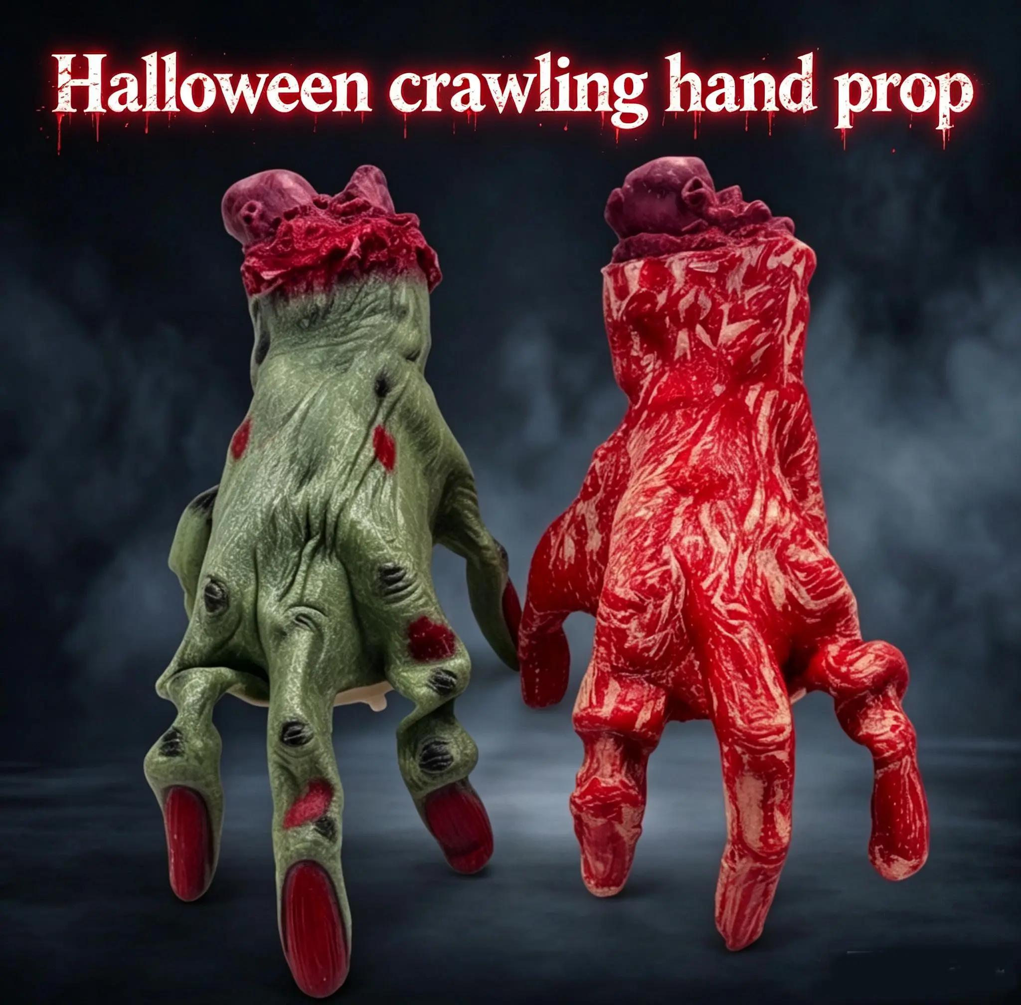 Halloween prank prop realistic crawling hand with sound, movable zombie hand toy, haunted house scary funny decoration, suitable as a Halloween party gift