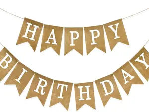 Happy Birthday Banner - NO DIY Brown Burlap Happy Birthday Banner Sign Happy Birthdays Party Decoration Happy Birthdays Banners Bunting for Women Men Girl Boy Celebration Party Backdrops