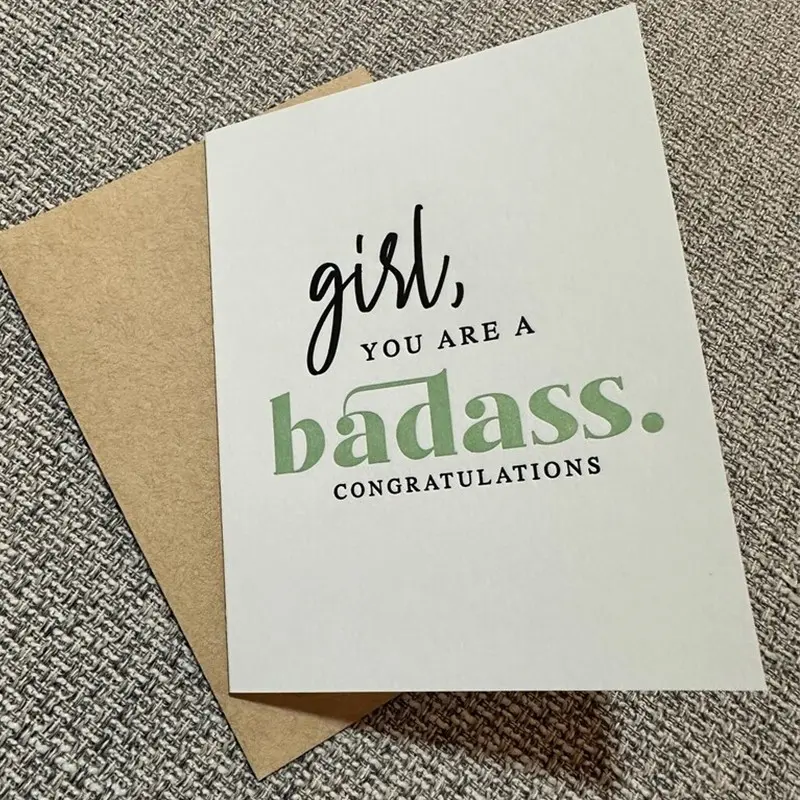 1pc  Badass Woman Card with Envelope. Congratulation New Job. Promotion Gift. Congratulation Graduation Card for Her. Funny Graduation Card. PhD Graduation. Greeting Cards