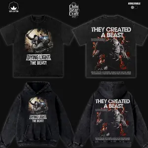 Dying Light The Beast Kyle Crane Shirt Survival Horror Vintage Washed Oversized Hoodie Retro Gaming Monster Graphic Tee Faded Streetwear Y2K Opium Merch
