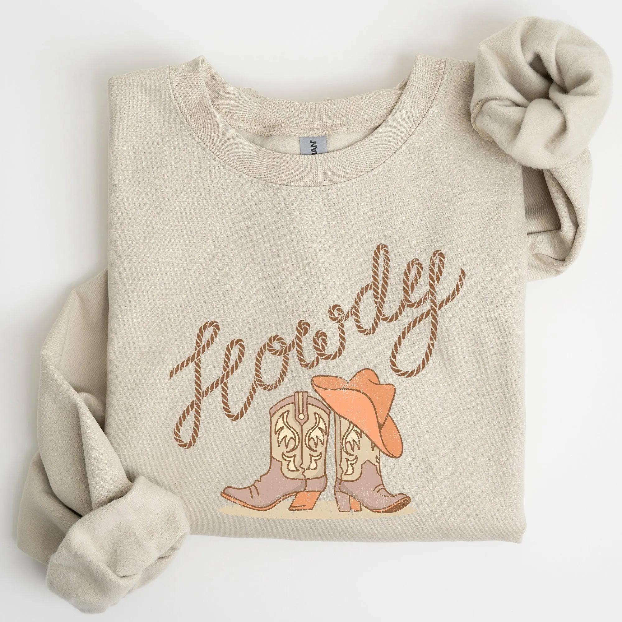 Howdy, Cowboy Boots, Western, Country, Cowgirl, Sweatshirt, Women's Crew Neck, Crewneck