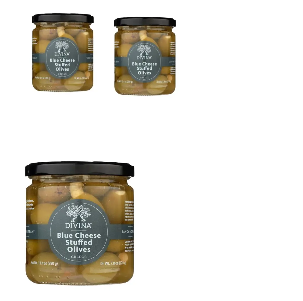 Divina Blue Cheese Stuffed Olives In Brine 7.8 oz x 3 Pack