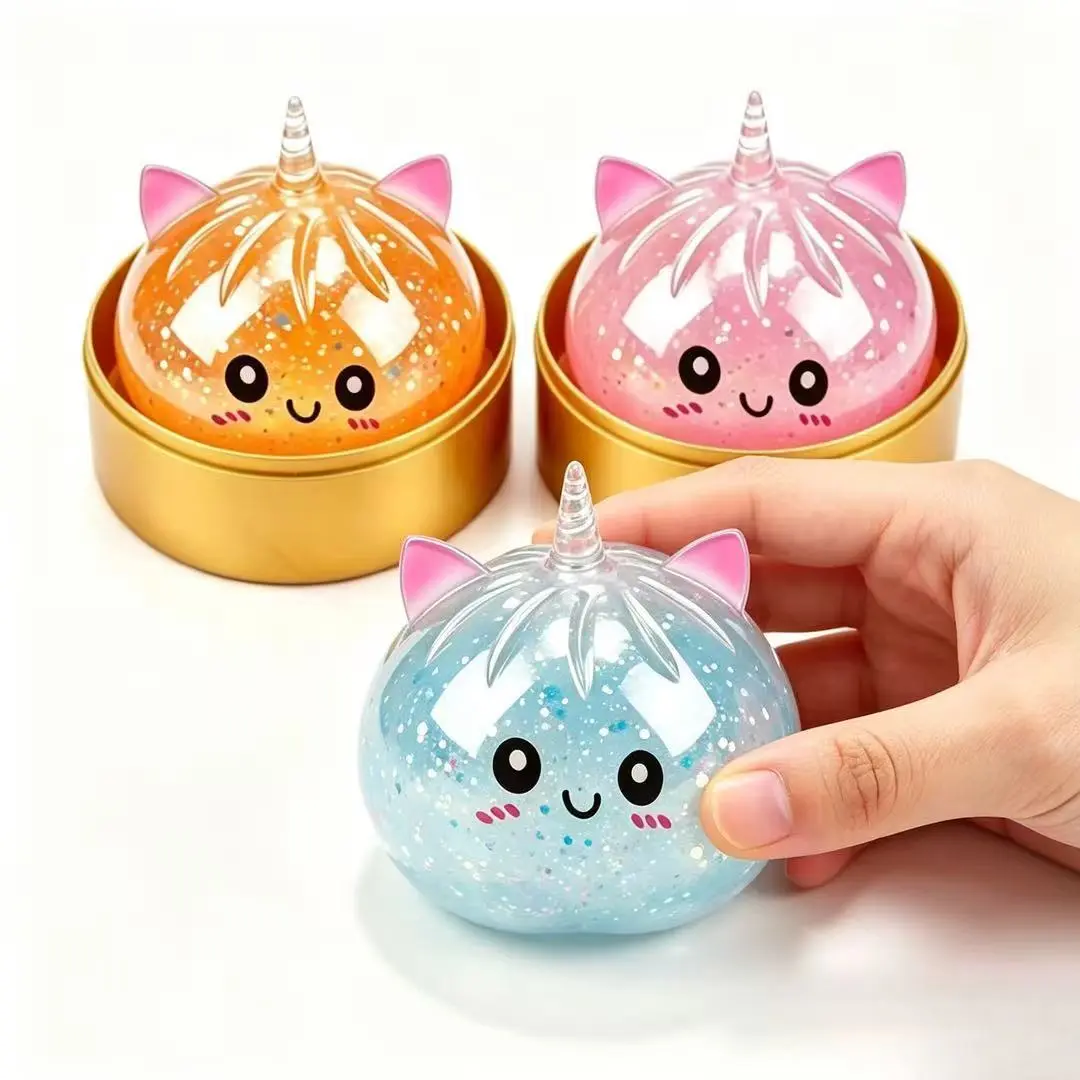 KIDGENIUS Gel-Filled Glitter Unicorn Squishies Toy - Soft Squeeze Fidget Desk Toy for Stress Relief, Squishies Toys