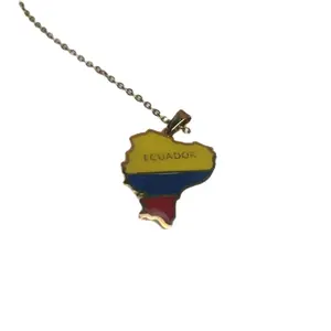 Stainless Steel Enamel Ecuador Map Pendant Chain for Women Gold Plated Necklace 20-Inch Colombian Chain Nickel-Free Lead-Free Gift Box Minimalist Exquisite Design