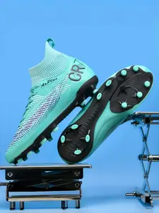 Unisex Gold-Black Block CR-Logo Firm Ground Soccer Cleats Soccer Shoes: Professional Soccer Style, Gold-Black Tone, CR Logo, Streamline Texture, Firm Ground Studs, Breathable Material, Lace-Up Design. Ideal for Soccer Matches & Professional Training