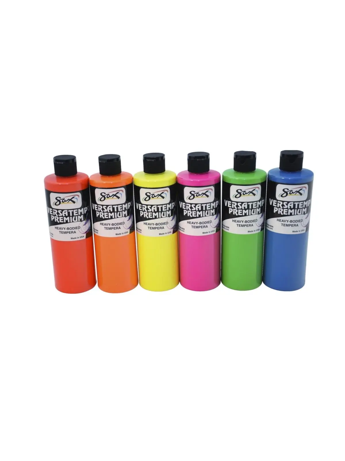 Chroma Acrylics 1592740 Versatemp Premium Heavy-Bodied Tempera Set, Assorted Fluorescent, 6 Pints