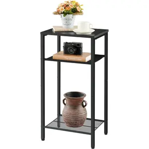 3 Tier End Table, Telephone Table, Tall Side Table with Storage, Small Nightstand for Small Spaces, Metal Frame, For Living Room, Bedroom, Sofa Couch, Hall, Easy Assembly