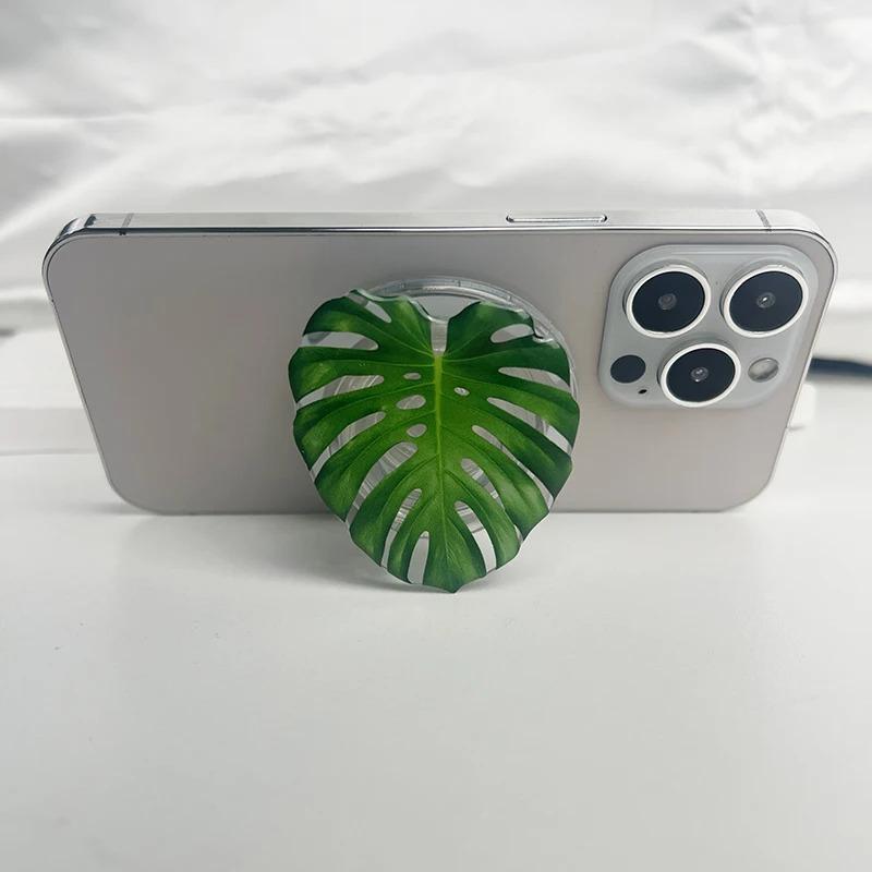Diverse Plant Leaves Phone Holder Socket Grip Talk for Magsafe IPhone Mac Samsung Safe Ring Finger Expanding Stand