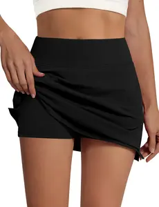 Women's High Waisted Tennis Skort with Pockets 95% Cotton Athletic Golf Skirt Built-in Shorts summervibes