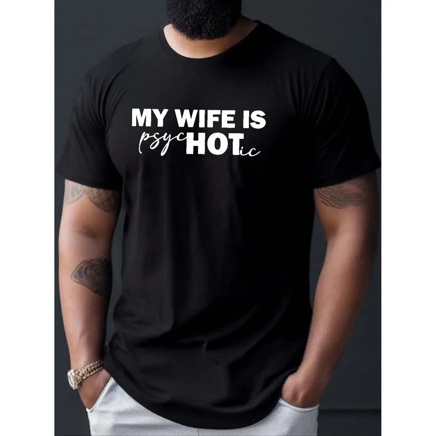 Men's Letter Print Round Neck Short-Sleeve Regular-Fit T-Shirt, Casual Summer Daily Wear Top