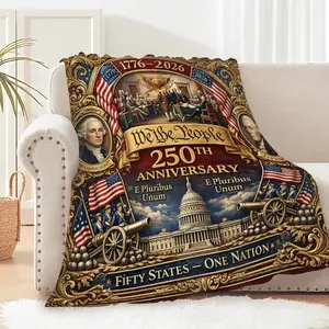 USA 250th Anniversary Blanket 1776-2026 Ultra-Soft Flannel Throw Suitable for Sofa, Bed Home Decor Bedspread with Historical Design Ideal Gift for Family History Buffs All Seasons Use