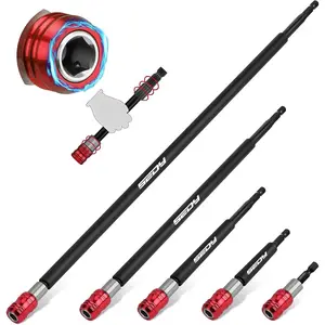 5- 2", 4", 6", 12", 17" Extra Long   Bit Holders, 1/4 Inch Hex Shank Quick Release Extension Adapter, Durable CR-V Steel, Universal Fit for  Driver Bits