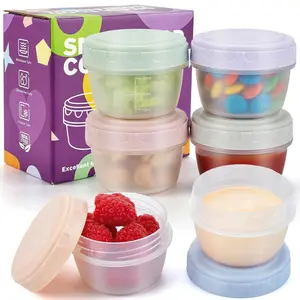 6-Pack Portable Salad Dressing Containers 2.7 oz Leak-Proof Small Food Storage with Lids Reusable for Lunchboxes Picnic Boxes Travel BPA-Free Classic Multi-Color
