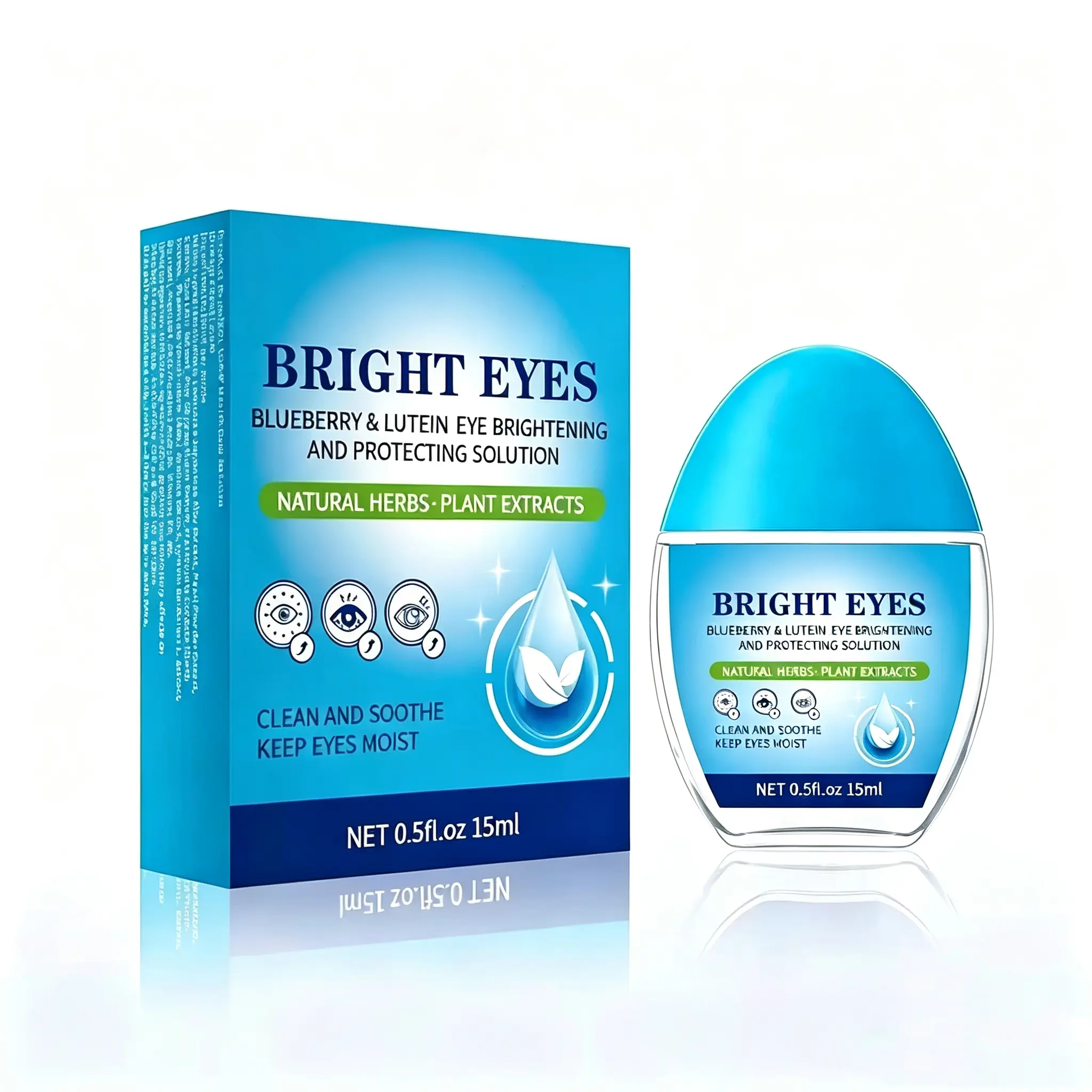 15ml Natural Plant-Based Eye Care Drops, Gentle Daily Moisturizing Eye Drops for Tired, Dry & Astringent Eyes, Refreshing Soothing Comfort, Unisex Daily Eye Care