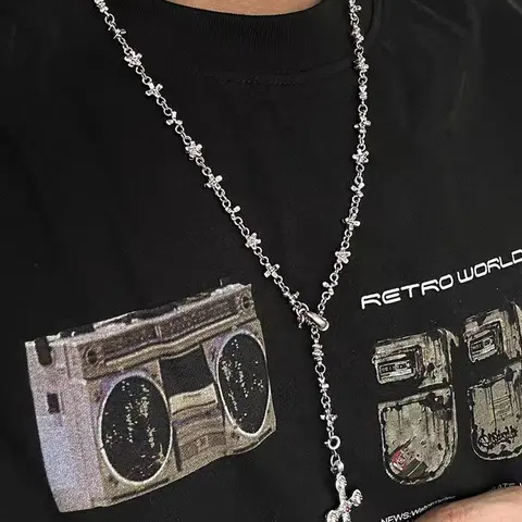 Rhinestone Decorated Cross Pendant Necklace, Hip Hop Style Fashion Necklace for Party, Daily Decor, Trendy All-match & Exquisite Jewelry for Birthday Gift, Cross Necklaces