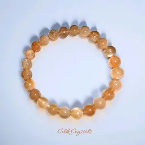 Peach Moonstone Bracelet Natural Stones 8mm Stretches Unisex Healing Crystal Bracelet New Beginnings