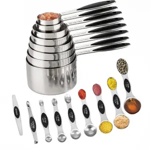  15/237ML stainless steel measuring cup set with scale, stackable multi-purpose kitchen food measuring tool, afternoon tea DIY cake macaron bread baking flour measuring cup measuring spoon，Mother's Day gifts