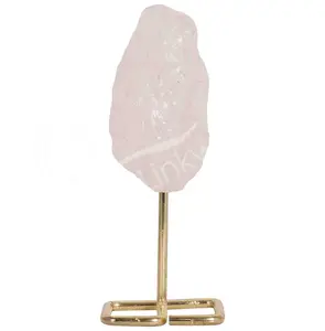 (PC) SPECIMEN - CRYSTAL QUARTZ ON GOLD STAND 6 X 2.5"