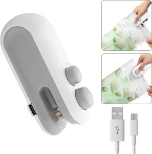 Rechargeable 2 in 1 Snacks Mini Bag Sealer with Cutter, Keep Food Fresh, White Plastic Bag Sealer, Ideal for Selling Bags