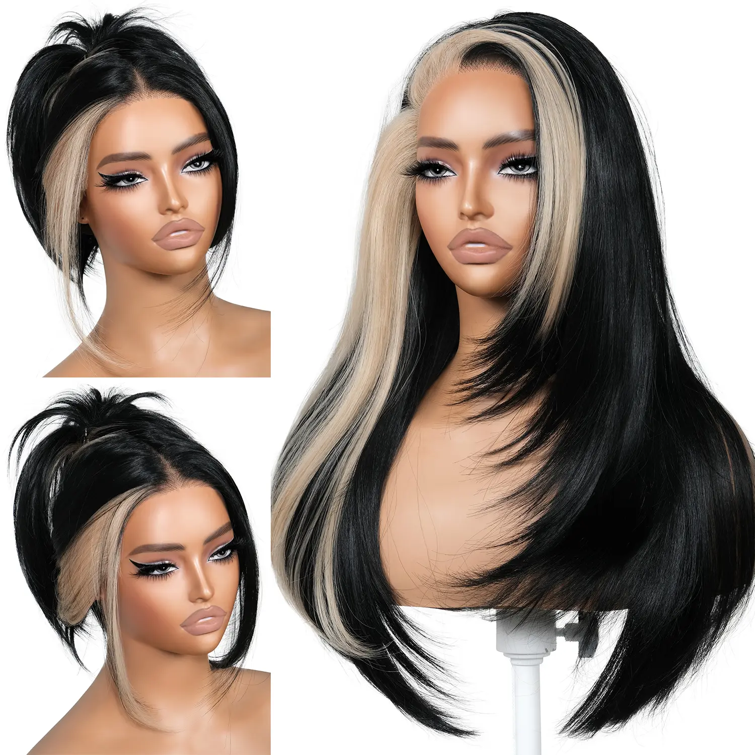 BrownBomb 13x6 Glueless Lace Front Layered Wig 24 Inch Pre Plucked Pre Cut Synthetic Hair 220% Density with Bangs Vivid Self Growing Clean Hairline 3 Second Wear for Daily Use and Wig Night summerwins