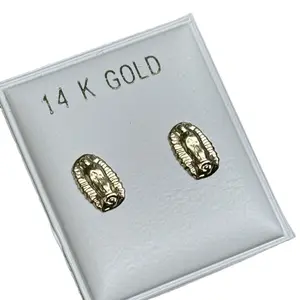 14K Gold Virgencita Earrings - Elegant Religious Jewelry for Women