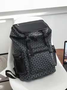 Men's fashion backpack, casual double-shoulder backpack, Korean-style trendy printed large-capacity travel laptop bag, hiking bag, sports bag with zipper, suitable for commuting, made of PVC, a gift for men.