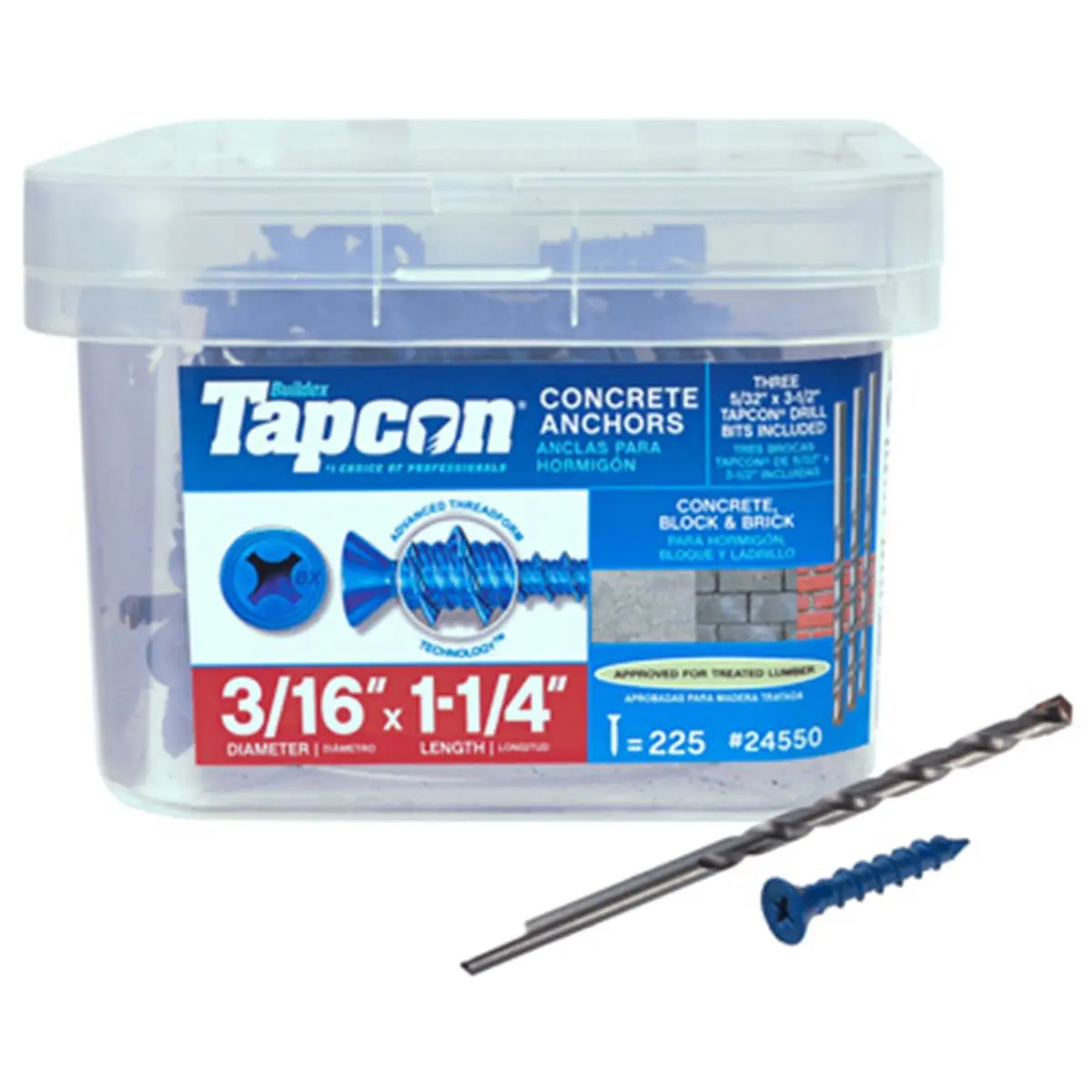 212 MAIN Steel Flat Head Self-Drilling Anchor Screws, 0.18x1.25 in., 225-Pack Concrete Fix Anchors for Sailing Water Sports, Self Drilling Anchors