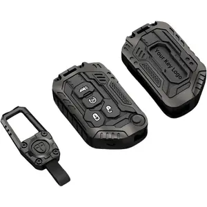Heavy Zinc Alloy Key fob Cover, Keychain, Key Case, Accessories Compatible with 2018 2019 2020 2021 2022 2023 2024 Jeep Wrangler JL JLU Rubicon Gladiator Sahara