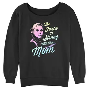 Junior's Women Star Wars Mother's Day Padme Amidala The Force is Strong with this Mom Sweatshirt
