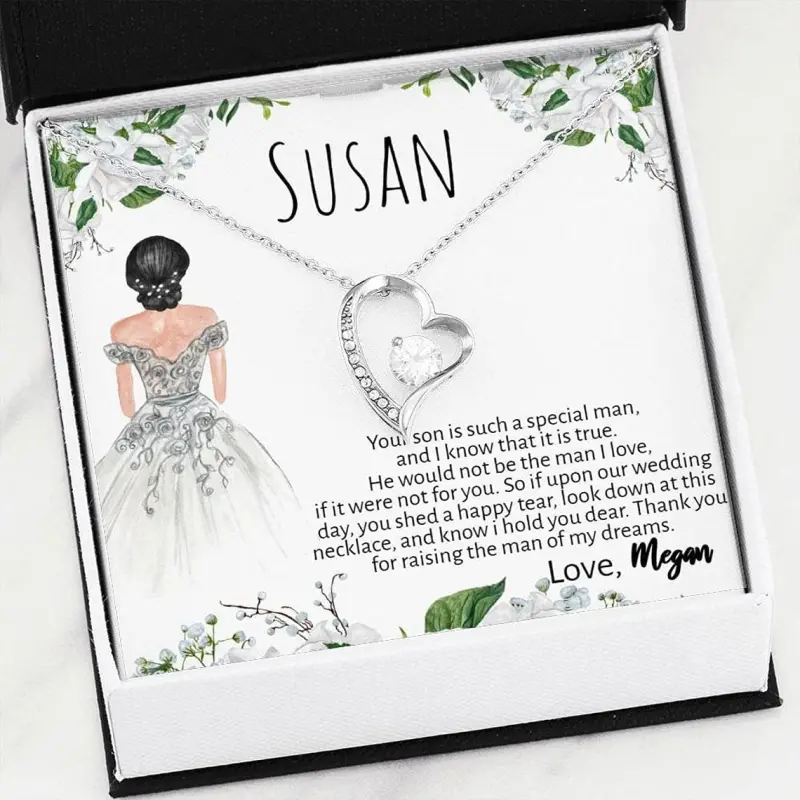 Personalized Mother Of The Groom Necklace, Mother Of The Groom Gift For Wedding Day, Thank You From Bride Quote, Mother Of The Groom Gifts Pendant Necklaces styles On Birthday, Christmas, Anniversary